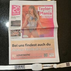 Taylor Swift Zurich ERAS Concert Bracelet & Newpaper